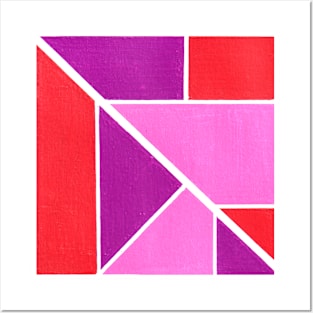 Inverted Purple Red Pink Geometric Abstract Acrylic Painting Posters and Art